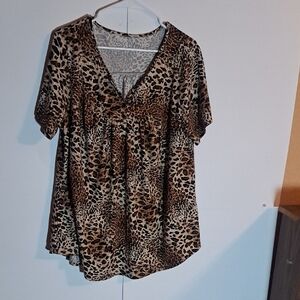 Leopard Print V-Neck Women's Top